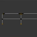Metal Safety Fence With Silver Horizontal Bars Yellow Bases And Black Yellow Grips