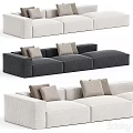 Modern Three Seater Sofas With Cushions In Light And Dark Gray 3d model