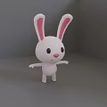 Cute White Rabbit Doll With Long Pink Ears Black Eyes And Open Arms