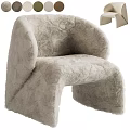 Plush Beige Modern Lounge Chair With Curved Arms And Soft Comfortable Design