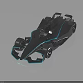 Futuristic Race Car With Blue Neon Lights And Aerodynamic Dark Body Design