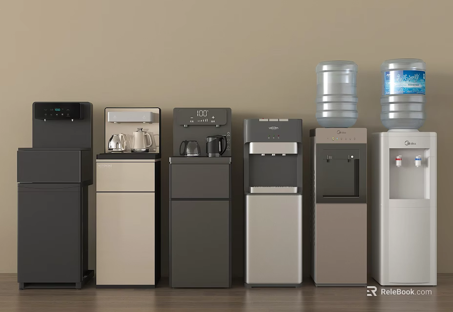 Modern Water Dispensers For Home Use With Various Colors And Designs 3d model 