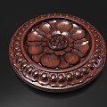 Wooden Storage Shelf with Carved Patterns Square and Round Design for Home Decor