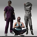 People with Medical Professional in Purple Uniform Yoga Practitioner Sitting and Person Holding Gray Clothing