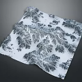 Three Dimensional Terrain Design On White Fabric With Black Mountain Patterns And Wrinkles