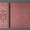 Elegant Pink Wardrobe Doors Featuring Intricate Carved Patterns And Embossed Designs 3d model