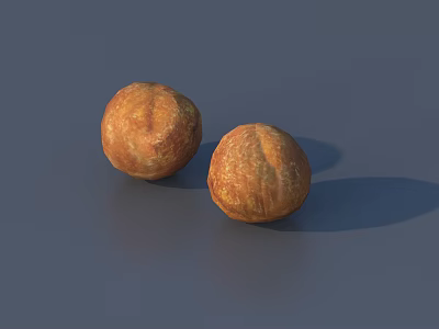 Two Fresh Orange Round Vegetables With Textured Surface On Gray Background 3d model