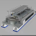 Leisure Catamaran Water Transport With Modern Upper Deck Canopy And Seating Area