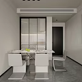 Modern Minimalist Living And Dining Room Interior With Large Projection Screen And Marble Coffee Table