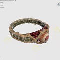 Mythical Fantasy Bracelet With Red Eye And Twisted Green Vine Decorative Design