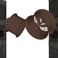 Copper Colored Wall Mounted Air Conditioning Fans on Gray Pillars Industrial Design
