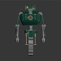 Green Robot Character With Mechanical Gear Components And Metallic Structure 3d model