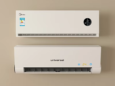 White Wall Mounted Midea And Universal Air Conditioner Fan Units For Home Use 3d model