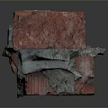 Artistic Red Textured Stacked Structure With Rough Surface And Gray Accents 3d model