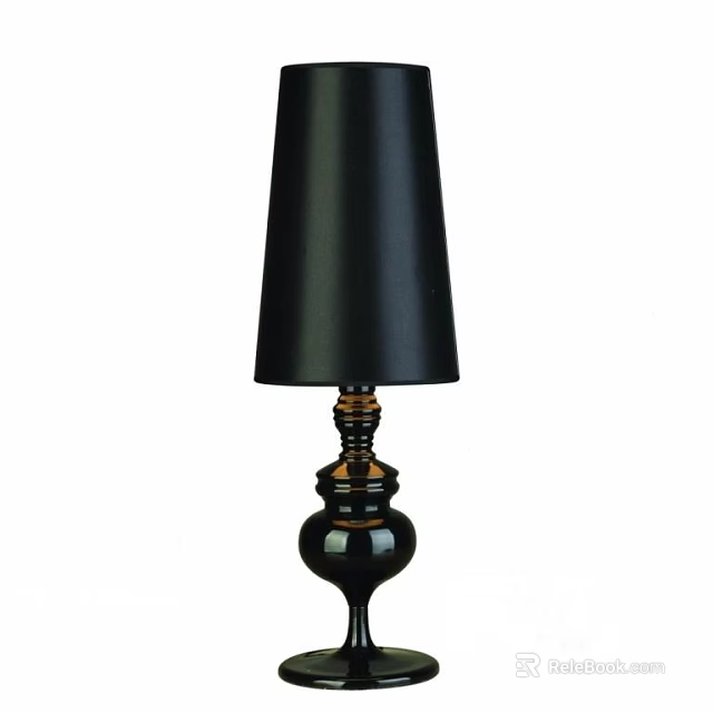 Modern Table Lamp With Black Lampshade And Decorative Ornate Base 3d model