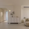 Light Cream Modern Living Dining Room Interior With Chandelier Sofa And Floor to Ceiling Window