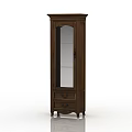 Classic Brown Wood Wine Cabinet With Glass Door And Drawers Design