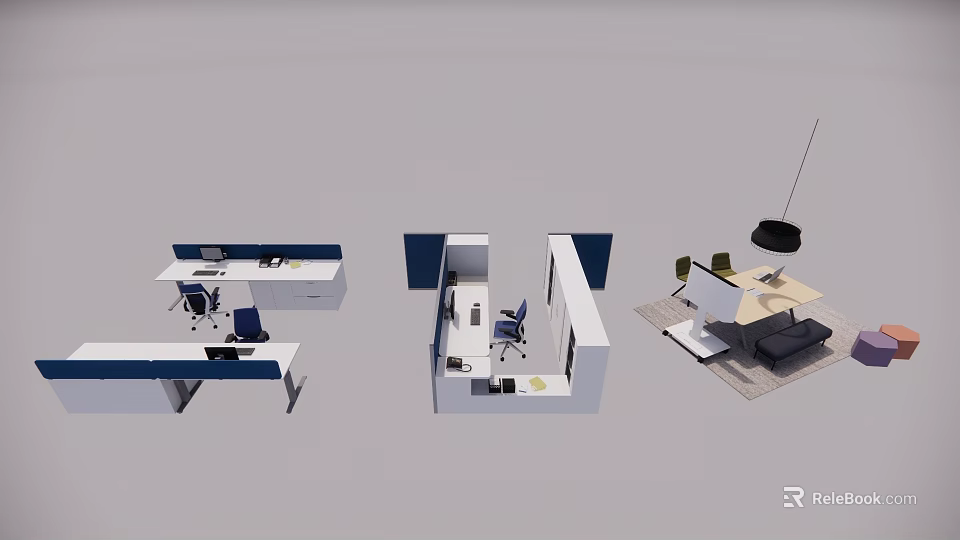 Modern Office Desk Interior With Partition Workstations Office Chairs And Layouts 3d model