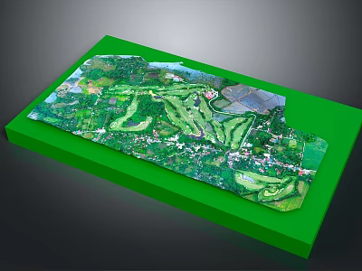 Three Dimensional Green Landscape Model With Terrain Paths And Facilities 3d model