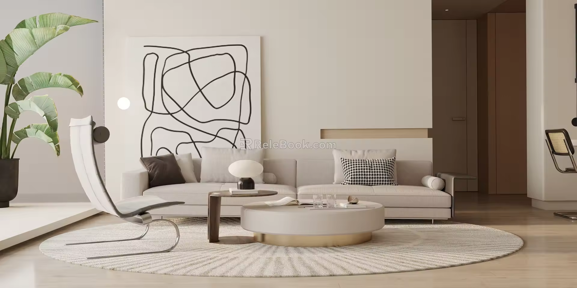 Modern sofa coffee table combination 3d model