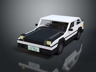 Black And White Low Poly Style Car 3D Model With Simple Design 3d model