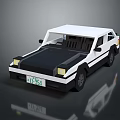 Black And White Low Poly Style Car 3D Model With Simple Design