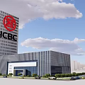 Modern ICBC Bank Building Architectural Design In Urban Setting With Glass Facade