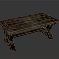 Rustic Wooden Dining Table With Solid Legs And Rectangular Tabletop 3d model