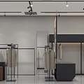 Modern Clothing Store Interior Featuring Stylish Outfits On Racks And Display Shelves