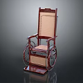 Industrial Equipment Wheelchair With Wooden Frame Rattan Seat And Metal Wheels