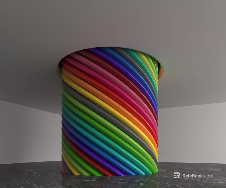 Colorful Spiral Twisted Column With Rainbow Hues And Winding Design 3d model 