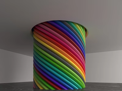 Colorful Spiral Twisted Column With Rainbow Hues And Winding Design 3d model