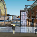 Modern Commercial Street with Glass Facades and Contemporary Structures Busy Pedestrians Walking in Open Plazas