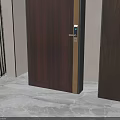 Interior Swing Doors With Dark Red And Brown Wooden Texture And Metal Handles