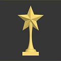 Golden Star Shaped Decorative Household Items Trophy With Square Base Stand 3d model