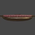 Ancient Bronze Shield with Red Leather Edging and Metal Rivets as Historical Weapon