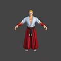 Blonde Haired 3D Character Model With White Top Red Skirt And Black Belt