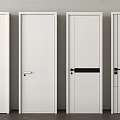 Sleek White Hinged Doors With Various Modern Designs And Handle Styles 3d model