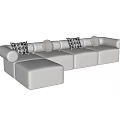 Light Gray Sectional Sofa with Geometric Pattern Throw Pillows for Modern Living Room Decor 3d model