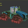 Blue Tracked Agricultural Tractor With Muddy Tracks And Heavy Duty Design