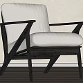 Modern Accent Chair With White Cushion And Black Wooden Frame Design