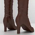Stylish Brown Leather Knee High Boots With High Heel And Classic Design