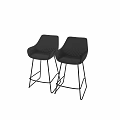 Modern Quilted Bar Stools In Brown And Gray With Black Metal Frames 3d model