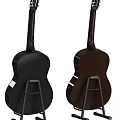 Black And Natural Wooden Acoustic Guitars Musical Instruments For Music Enthusiasts