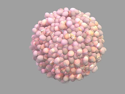 Aquatic Plants With Pink And White Round Particles In Spherical Shape On Grey Background 3d model