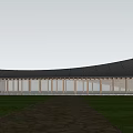 Modern Sales Office Building Surrounded By Trees With Stone Path And Grass