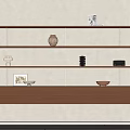 Wooden Multi Tiered Shelf Cabinet with Decorative Items Vase Frame Bowl for Home Decor