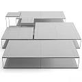 Modern Coffee Tables With Marble And Black Surfaces On Metal Frames 3d model