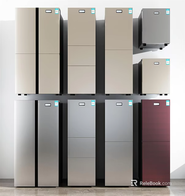 Modern Design Refrigerators and Freezers with Multiple Color Options and Styles 3d model 