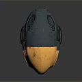 Futuristic Sci Fi Weapon With Golden Gray Metallic Helmet Shaped Mechanical Design